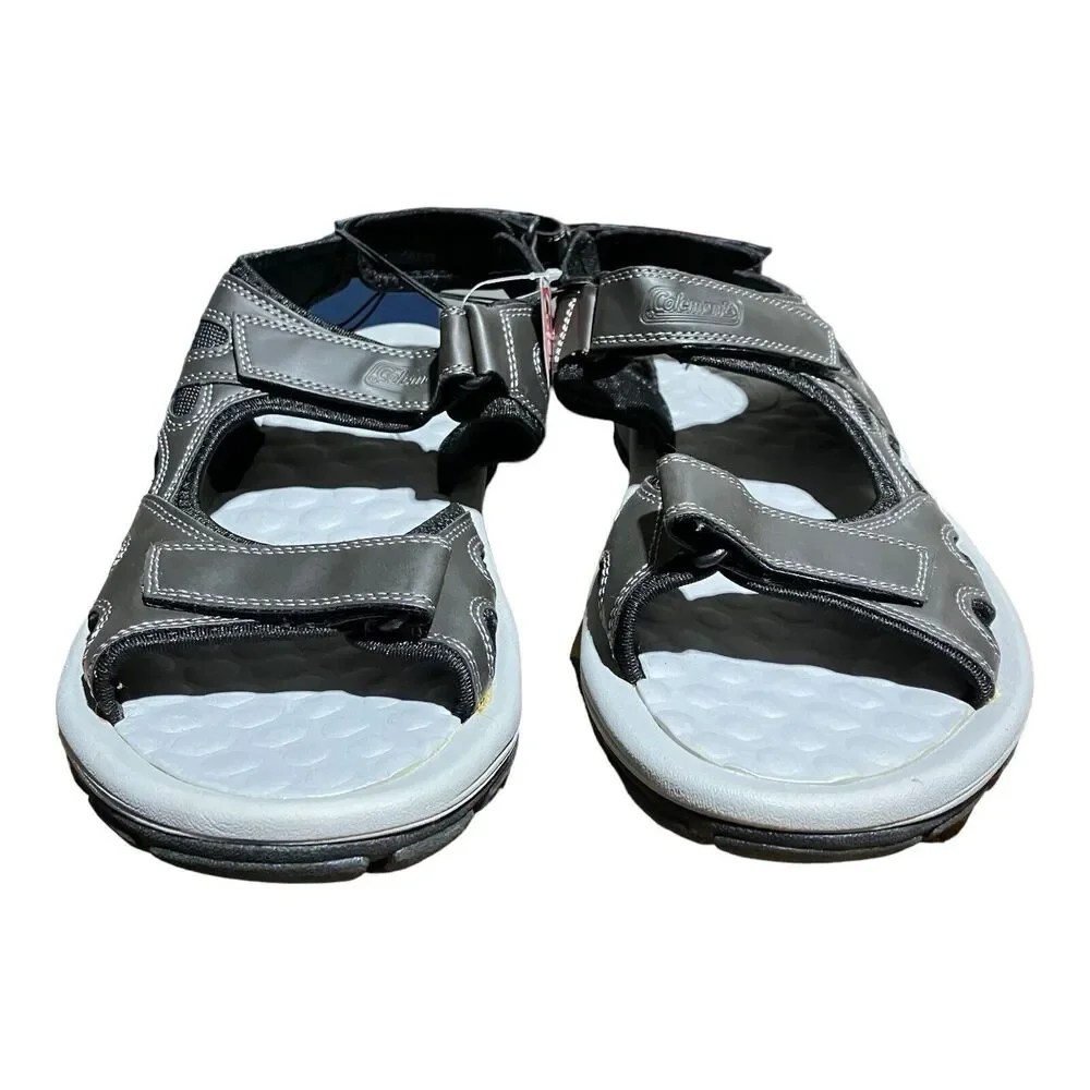 Coleman Men's Size 13 Hudson Black Open Toe Sandals Grey Active‎ Hook And Loop